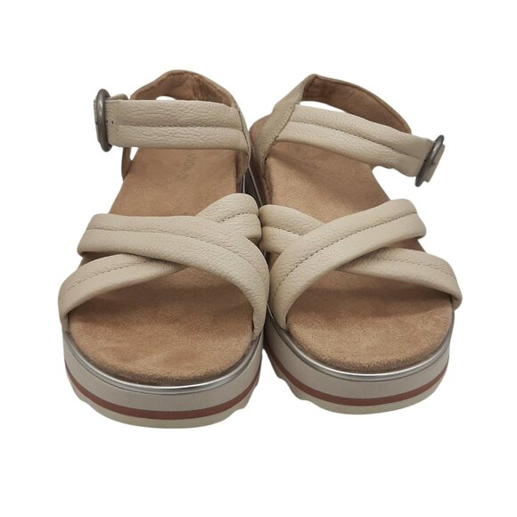 Vionic Reyna Cream Leather & Suede Platform Sandals SZ 8.5 - Picture 3 of 13